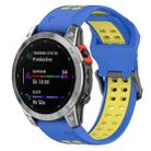 For Amazfit Falcon 22mm  Two-Color Breathable Sports Silicone Watch Band(Blue+Yellow) - 1