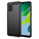 For Motorola Moto E13 Brushed Texture Carbon Fiber TPU Phone Case(Black) - 1