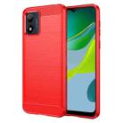 For Motorola Moto E13 Brushed Texture Carbon Fiber TPU Phone Case(Red) - 1