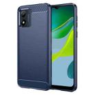 For Motorola Moto E13 Brushed Texture Carbon Fiber TPU Phone Case(Blue) - 1