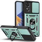 For OPPO A17 Sliding Camera Cover Design Phone Case(Dark Green) - 1