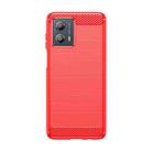 For Motorola Moto G53 5G Brushed Texture Carbon Fiber TPU Phone Case(Red) - 1