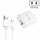 PD04 Type-C + USB Mobile Phone Charger with USB to Micro USB Cable, US Plug(White) - 1