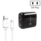 PD04 Type-C + USB Mobile Phone Charger with USB to Micro USB Cable, US Plug(Black) - 1