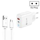 PD04 Type-C + USB Mobile Phone Charger with USB to Micro USB Cable, EU Plug(White) - 1