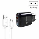 PD04 Type-C + USB Mobile Phone Charger with USB to Micro USB Cable, EU Plug(Black) - 1