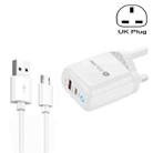PD04 Type-C + USB Mobile Phone Charger with USB to Micro USB Cable, UK Plug(White) - 1