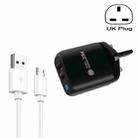PD04 Type-C + USB Mobile Phone Charger with USB to Micro USB Cable, UK Plug(Black) - 1