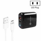 PD04 Type-C + USB Mobile Phone Charger with USB to Type-C Cable, US Plug(Black) - 1