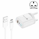 PD04 Type-C + USB Mobile Phone Charger with USB to Type-C Cable, UK Plug(White) - 1