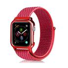 Simple Fashion Nylon Watch Band with Frame for Apple Watch Series 5 & 4 40mm(Hibiscus Pink) - 1