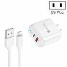 PD04 Type-C + USB Mobile Phone Charger with USB to 8 Pin Cable, US Plug(White) - 1