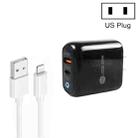 PD04 Type-C + USB Mobile Phone Charger with USB to 8 Pin Cable, US Plug(Black) - 1