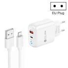 PD04 Type-C + USB Mobile Phone Charger with USB to 8 Pin Cable, EU Plug(White) - 1