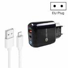 PD04 Type-C + USB Mobile Phone Charger with USB to 8 Pin Cable, EU Plug(Black) - 1