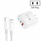 PD04 Type-C + USB Mobile Phone Charger with Type-C to 8 Pin Cable, US Plug(White) - 1