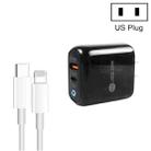 PD04 Type-C + USB Mobile Phone Charger with Type-C to 8 Pin Cable, US Plug(Black) - 1