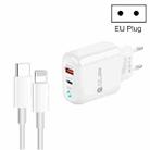 PD04 Type-C + USB Mobile Phone Charger with Type-C to 8 Pin Cable, EU Plug(White) - 1