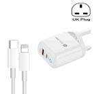 PD04 Type-C + USB Mobile Phone Charger with Type-C to 8 Pin Cable, UK Plug(White) - 1