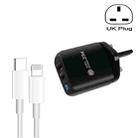 PD04 Type-C + USB Mobile Phone Charger with Type-C to 8 Pin Cable, UK Plug(Black) - 1