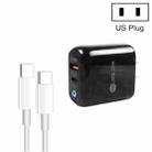 PD04 Type-C + USB Mobile Phone Charger with Type-C to Type-C Cable, US Plug(Black) - 1