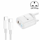 PD04 Type-C + USB Mobile Phone Charger with Type-C to Type-C Cable, UK Plug(White) - 1