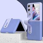 For OPPO Find N2 Flip Skin Color Contrast Wrist Strap Bracket Folding Phone Case(Sky Blue+Light Purple) - 1