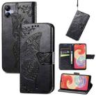 For Samsung Galaxy A04e / F04 / M04 Butterfly Love Flower Embossed Flip Leather Phone Cas(Black) - 1