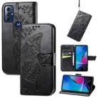 For Motorola Moto G Play 2023 Butterfly Love Flower Embossed Flip Leather Phone Case(Black) - 1