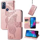 For Motorola Moto G Play 2023 Butterfly Love Flower Embossed Flip Leather Phone Case(Rose Gold) - 1