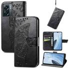 For OnePlus Nord N300 Butterfly Love Flower Embossed Flip Leather Phone Case(Black) - 1