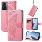 For OnePlus Nord N300 Butterfly Love Flower Embossed Flip Leather Phone Case(Pink) - 1