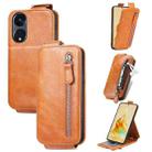 For Oppo Reno8 T 5G Zipper Wallet Vertical Flip Leather Phone Case(Brown) - 1