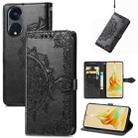 For OPPO Reno8 T 5G Mandala Flower Embossed Horizontal Flip Leather Phone Case(Black) - 1