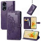For OPPO Reno8 T 5G Mandala Flower Embossed Horizontal Flip Leather Phone Case(Purple) - 1