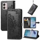 For Motorola  Moto G53 5G Mandala Flower Embossed Horizontal Flip Leather Phone Case(Black) - 1