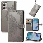 For Motorola  Moto G53 5G Mandala Flower Embossed Horizontal Flip Leather Phone Case(Gray) - 1