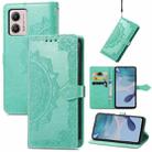 For Motorola  Moto G53 5G Mandala Flower Embossed Horizontal Flip Leather Phone Case(Green) - 1