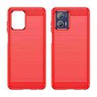 For Motorola Moto G73 Brushed Texture Carbon Fiber TPU Phone Case(Red) - 1