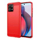 For Motorola Moto G Stylus 5G 2023 Brushed Texture Carbon Fiber TPU Phone Case(Red) - 1