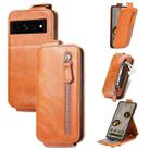 For Google Pixel 7A Zipper Wallet Vertical Flip Leather Phone Case(Brown) - 1