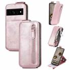 For Google Pixel 7A Zipper Wallet Vertical Flip Leather Phone Case(Rose Gold) - 1