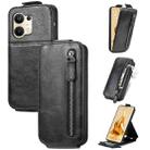 For OPPO Reno9 Zipper Wallet Vertical Flip Leather Phone Case(Black) - 1