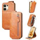 For OPPO Reno9 Zipper Wallet Vertical Flip Leather Phone Case(Brown) - 1