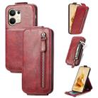 For OPPO Reno9 Zipper Wallet Vertical Flip Leather Phone Case(Red) - 1