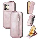 For OPPO Reno9 Zipper Wallet Vertical Flip Leather Phone Case(Rose Gold) - 1