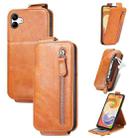For Samsung Galaxy A04 Zipper Wallet Vertical Flip Leather Phone Case(Brown) - 1