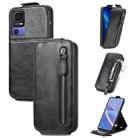 For TCL 40 SE Zipper Wallet Vertical Flip Leather Phone Case(Black) - 1