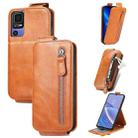 For TCL 40 SE Zipper Wallet Vertical Flip Leather Phone Case(Brown) - 1