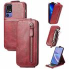 For TCL 40 SE Zipper Wallet Vertical Flip Leather Phone Case(Red) - 1